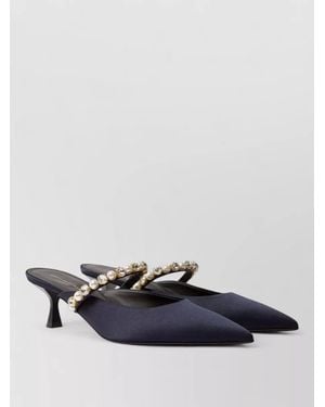 Stella McCartney Elsa Mules Kitten Heel Pearls Crystals - White