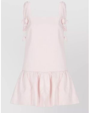 Self-Portrait Dress Knee Length Square Neckline Bows - Pink