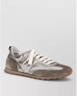 Brunello Cucinelli Leather Lace-Up Sneakers - Multicolor