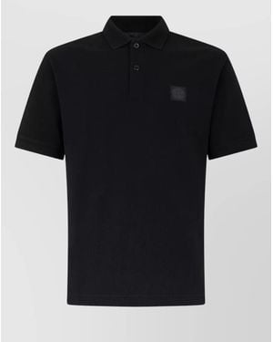 Stone Island Cotton Polo Shirt Short Sleeves Collar - Black