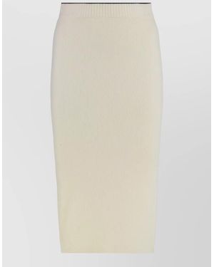 Pinko Nuova Guinea Ribbed Knit Midi Skirt - Natural