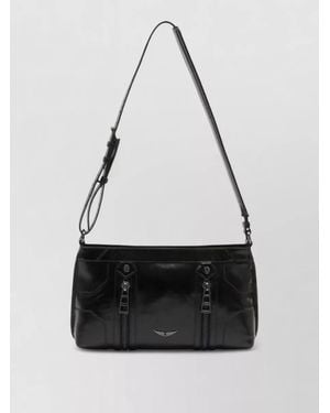 Zadig & Voltaire Sunny Moody Vintage Crossbody Leather Shoulder Bag - Black