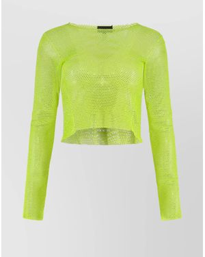 Santa Brands Open-Knit Rhinestone Top - Green