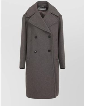 Dries Van Noten Wool Double-Breasted Midi Coat - Grey