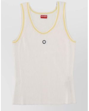 KENZO Ribbed Sleeveless Tank Top - Natural