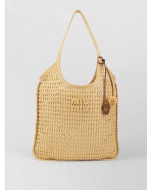 Miu Miu Shoulder Tote Bag Dual Handles Texture - Natural