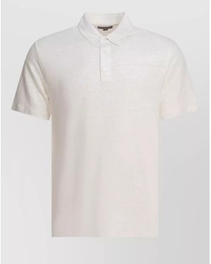 Vince Linen Polo Shirt Short Sleeves - White