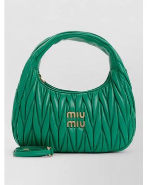 Miu Miu Small Matelasse Leather Hobo Shoulder Bag - Green