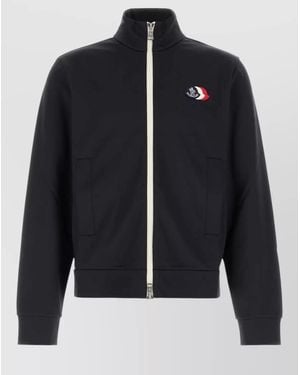 Moncler Stretch Nylon Blend Sweatshirt High Collar - Blue