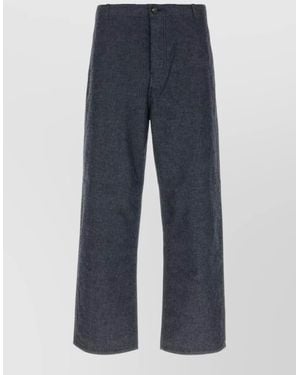 Prada Wide Leg Pants Mid Rise Belt Loops - Blue