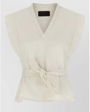Lemaire V Neck Sleeveless Vest Waist Tie - Natural
