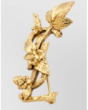 Saint Laurent Metal Floral Brooch - Metallic