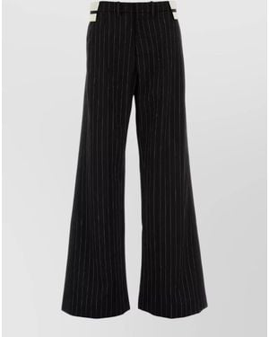 Jean Paul Gaultier Wool Wide-Leg Pants - Black