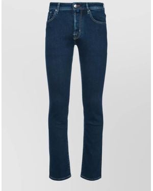 Jacob Cohen Denim Pants Belt Loops Contrast Stitching - Blue