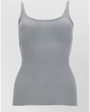 MSGM Ribbed Scoop Neck Sleeveless Lounge Top - Grey