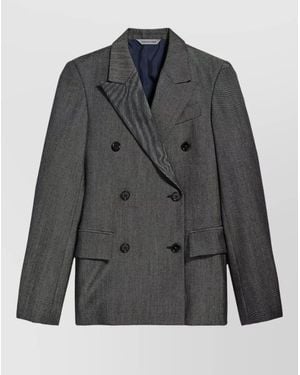 Balenciaga Double Breasted Wool Twill Tailored Jacket - Grey