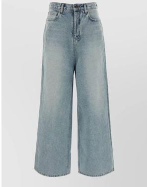 Balenciaga High Waist Wide Leg Denim Jeans - Blue