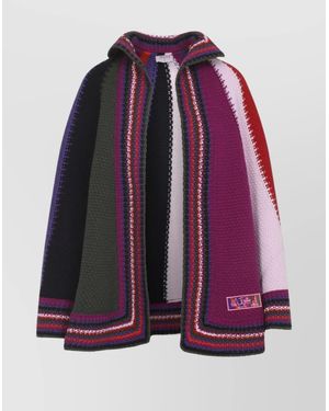 PUCCI Stylish Knit Cape With Collar And Hem - Purple