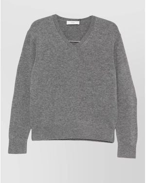DUNST Cashmere Wool V-Neck Sweater - Gray