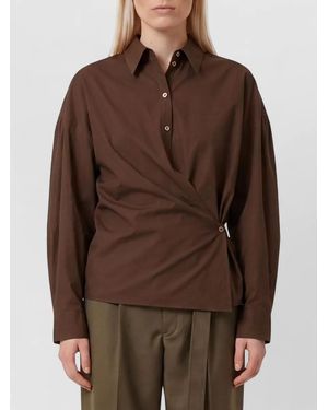 Lemaire Twisted Shirt Straight Collar Long Sleeves - Brown
