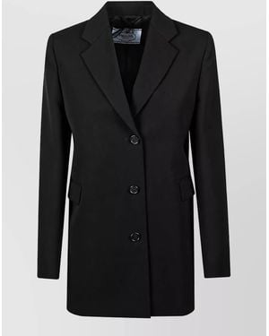 Prada Gabardine Single Breasted Coat - Black