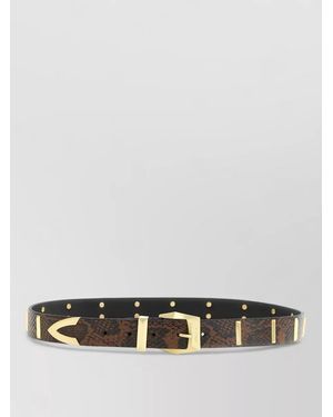 Pinko Leather Snake Print Studded Belt - Grey