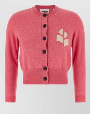 Isabel Marant Newton Knit Cardigan Ribbed Cuffs Hem - Pink