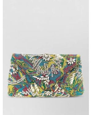 Dries Van Noten Evening Clutch Bag Chain Strap Stones - Green