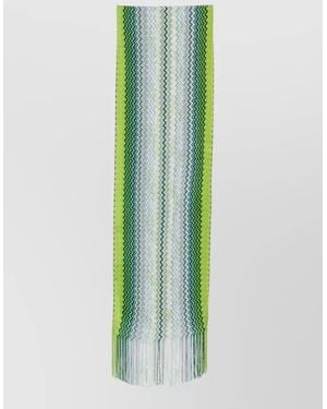 Missoni Viscose Scarf Zigzag Pattern Fringe - Green