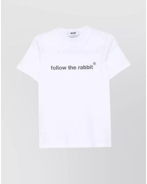 MSGM Graphic Print Short Sleeve Crew Neck Top - White
