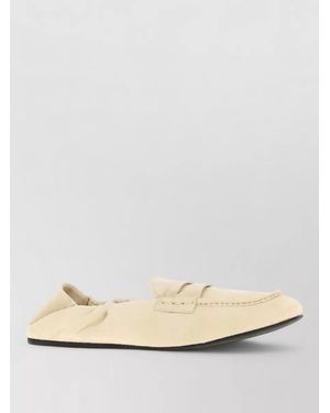Miu Miu Suede Loafers Bow Detail Lightweight Design - Natural