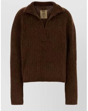 Uma Wang Stretch Alpaca Blend Oversized Polo Shirt - Brown