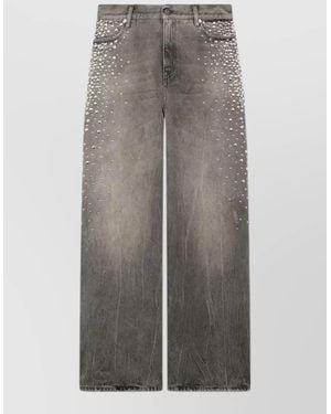 Golden Goose Journey Melody Studded Boyfriend Denim Trousers - Grey