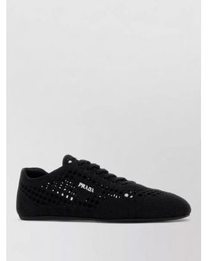 Prada Crochet Trainers Mesh Detailing Design - Black
