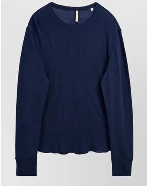sunflower Wool Long Sleeve Knit T-Shirt Shirt - Blue