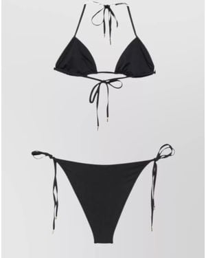 Marine Serre Triangle Bikini Set Adjustable Straps Embroidery - White