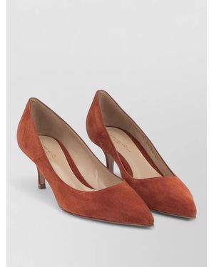 Gianvito Rossi 55Mm Pointed Toe Suede Kitten Heel Pumps - Brown
