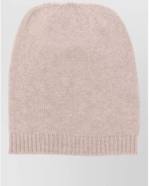 Fabiana Filippi Wool Knit Beanie Hat Ribbed Hem - Pink