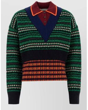Dries Van Noten Embroidered Wool Sweatshirt - Green