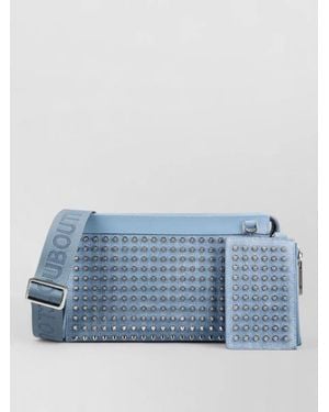 Christian Louboutin Leather Crossbody Bag Adjustable Strap Studs - Blue
