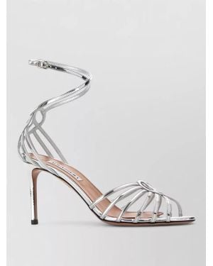 Aquazzura Leather Sweetheart Sandals Metallic Finish Straps - White