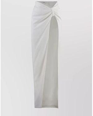 Monot Front Slit Gathered Maxi Length Skirt - White