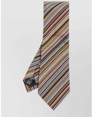 Paul Smith Signature Stripe Silk Tie Pointed Tip - White