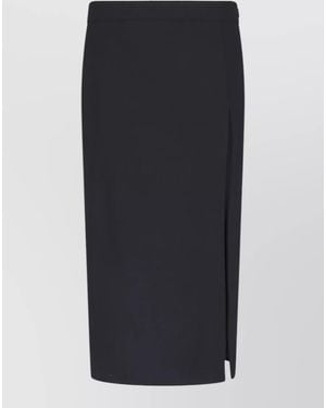 Dondup High Waisted Midi Skirt Side Slit - Blue