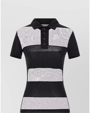 Coperni Sheer Striped Polo Top - Black