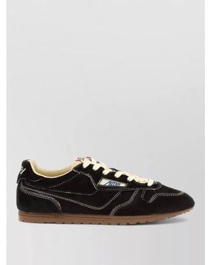 Autry Suede Leather Lace-Up Sneakers - Black