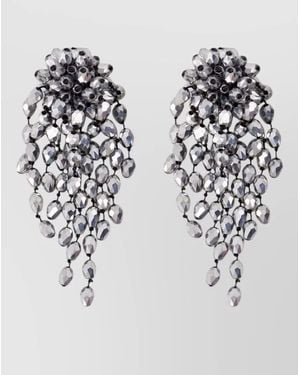 Isabel Marant Clip On Earrings Metal Bead Cluster - White