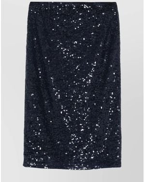 P.A.R.O.S.H. High-Waisted Knee-Length Sequin Skirt - Blue