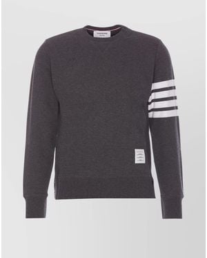 Thom Browne Cotton Crewneck Long-Sleeve Sweatshirt - Grey