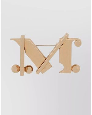 Max Mara Metal Monogram Brooch - Natural